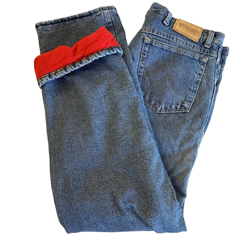Wrangler Rugged Wear‎ Fleece Lined Jeans Mens 40X30 Winter Outdoors Work Warm